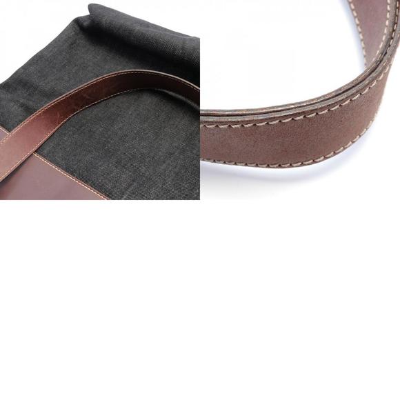 CHANEL Coco Mark Tote Bag Denim Leather Black Brown - Picture 10 of 10